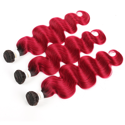 1B/BURG Ombre Body Wave 3 Bundles With 13x4 Lace Frontal Pre Colored Ear To Ear