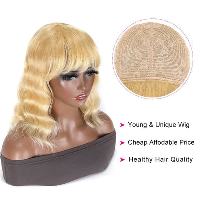 613 Blonde Body Wave Bob Full Machine Made None Lace Wigs For Women 10-16 Inches