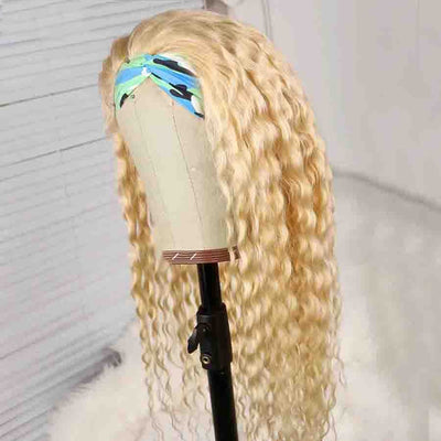 #613 Headband Water Wave Full Machine Made None Lace Wig Human Hair