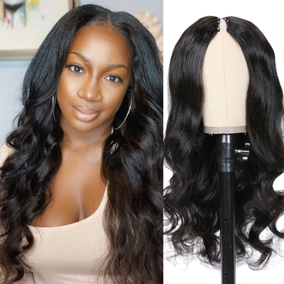 New V Part Body Wave Upgrade No Leave Out Brazilian Remy Glueless Human Hair Wigs For Women