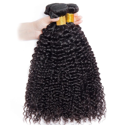 Kinky Curly Hair 4 Bundles With T part 4*4*1 Lace Closure Remy Brazilian 100% Human Hair