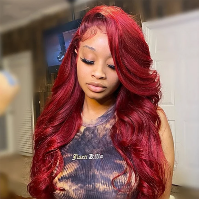 #Burg Body Wave 4x4/5x5/13x4 Lace Closure/Frontal 150%/180% Densité Perruques Pour Femmes Pré Pincées 