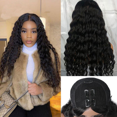 New V Part Loose Deep Upgrade No Lace Out Brazilian Remy Glueless Human Hair Wigs For Women