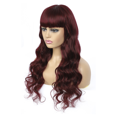 99J Body Wave Full Machine Made None Lace Front Wigs With Bangs