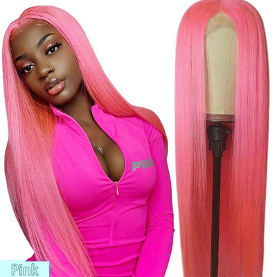 Light Pink Straight HD Lace Front Wigs Virgin Human Hair