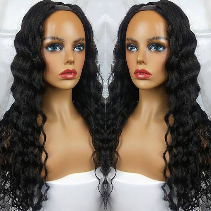 New V Part Loose Deep Upgrade No Lace Out Brazilian Remy Human Hair Wigs For Women