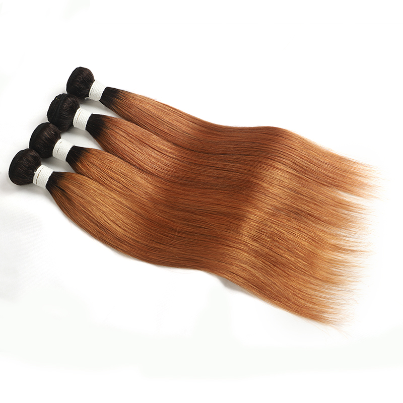 lumiere 1B/30 Ombre Straight Hair 4 Bundles With 13x4 Lace Frontal Pre Colored Ear To Ear