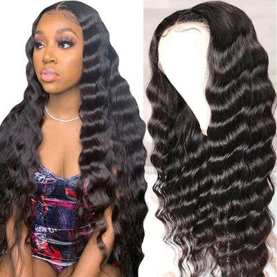 Loose Deep Wave Lace Front / Closure Glueless Wig for Black Women Prelucked Human Hair