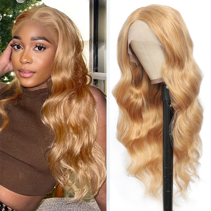 #27 Color Body Wave 13x4 Lace Closure/Frontal Wig 180% Density For Women Pre Plucked