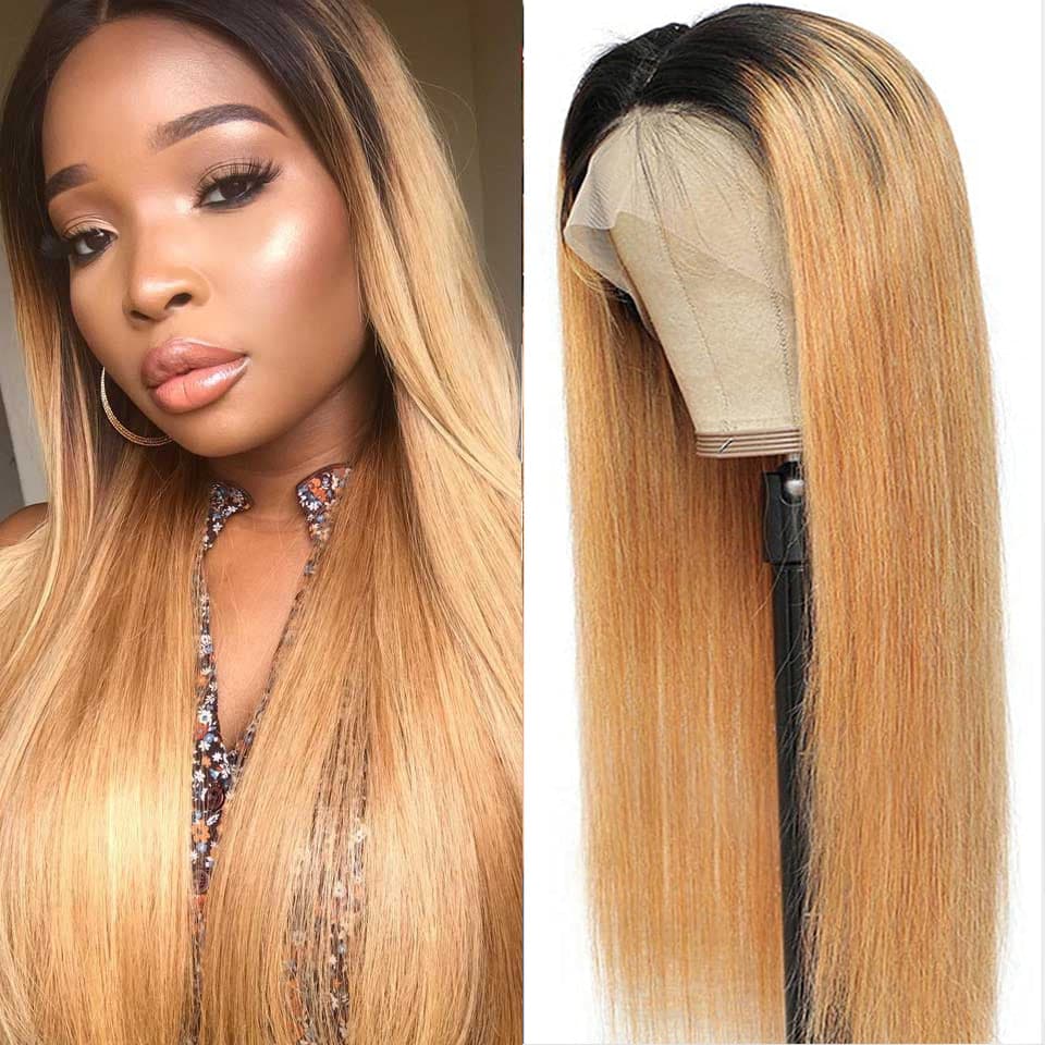 Lumiere 1B/27 Ombre Straight 4x4/5x5/13x4 Lace Closure/Frontal 150%/180% Density Wigs For Women Pre Plucked - Lumiere hair