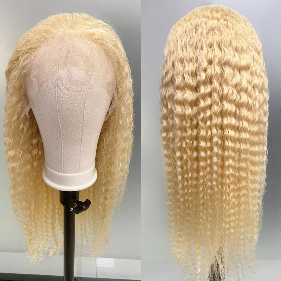 613 Blonde Kinky Curly 13x1x6 T Part Lace Wigs Pour Femmes Noires 