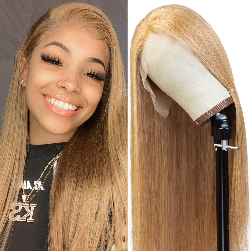 [destiny] lumiere Straight #27 colored honey blonde 4x4/5x5/13x4 Lace Closure/Frontal 150%/180% Density wigs with baby hair [TikTok] - Lumiere hair