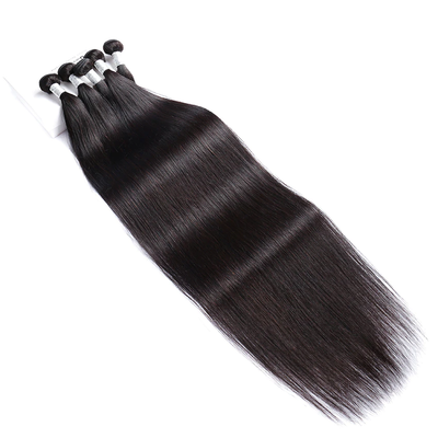 Straight Hair 4 Bundles With 4*4 Lace closure Brazilian Human Hair transparent Lace