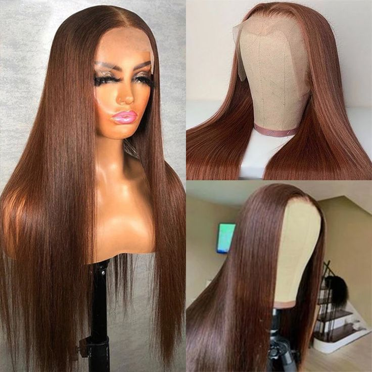 Lumiere Hair Chocolate Brown Straight Lace Closure/ Frontal 150% / 180% Density Wigs For Women