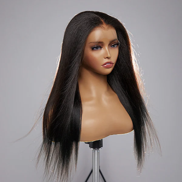 Pre Cut Kinky Straight Glueless HD 4X6 Lace Closure 100% Human Hair Wig