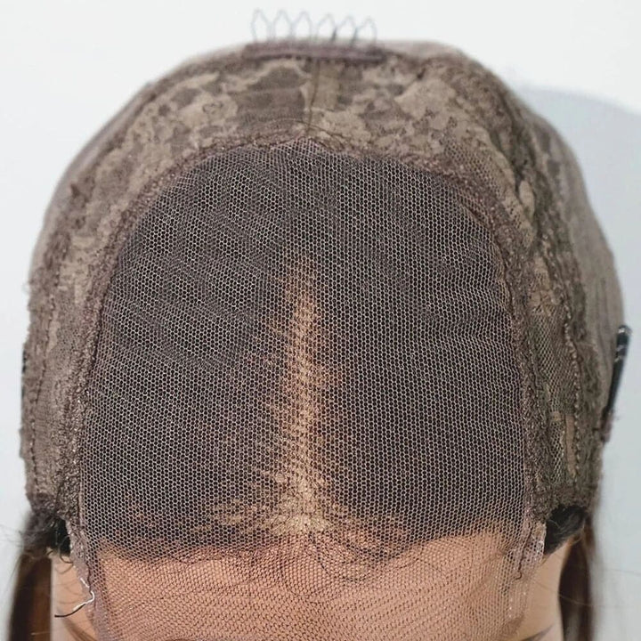 Peruca frontal de renda marrom chocolate kinky reta peruca de cabelo humano para mulheres 
