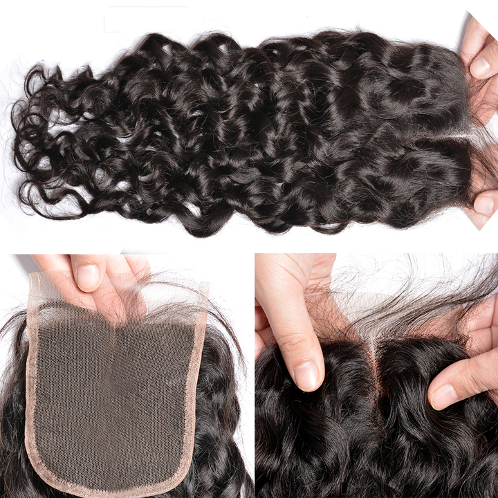lumiere One Piece Water Wave Virign Human Hair 5X5/6X6/4x4x1 T part/ Lace Closure