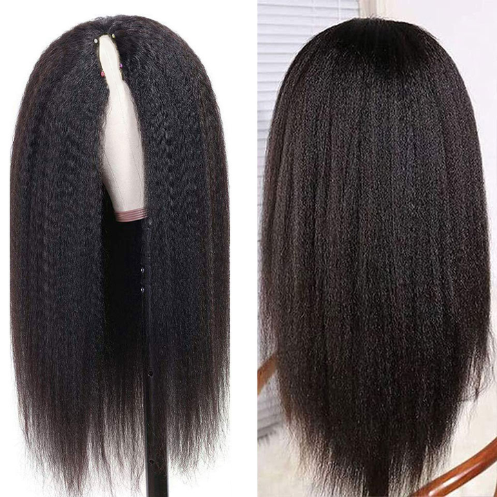 Kinky Straight V Part Wig No Leave Out Brazilian Wig Human Hair