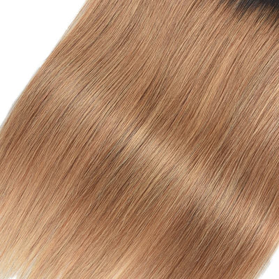 lumiere 1B/27 Ombre Straight Hair 3 Bundles With 13x4 Lace Frontal Pre Colored Ear To Ear