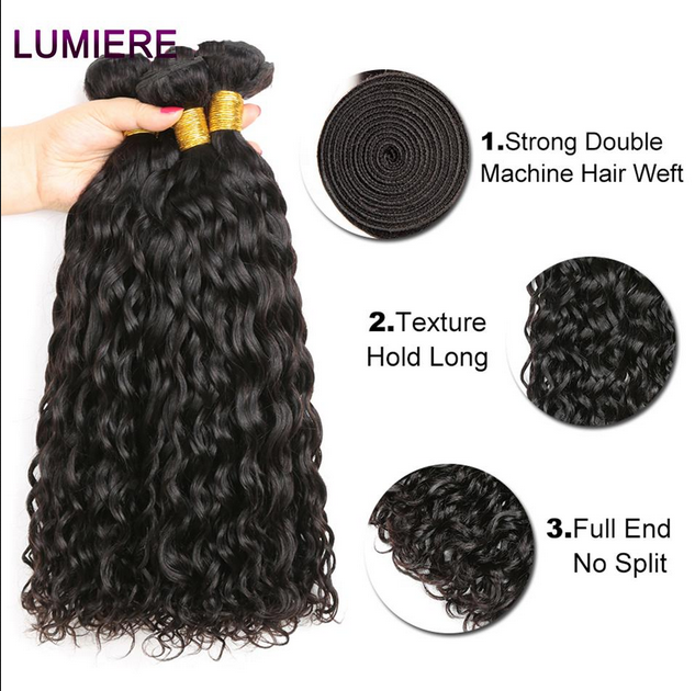 lumiere 2 Bundles water wave Virgin Human Hair Extension - Lumiere hair