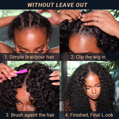 New V Part Deep Wave Upgrade No Lace Out Brazilian Remy Glueless Human Hair Wigs For Women