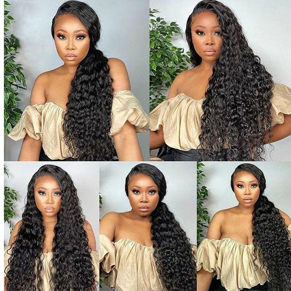 Natural Black Deep Wave Glueless HD 4X6 Pre Cut Lace Closure 100% Human Hair Wig