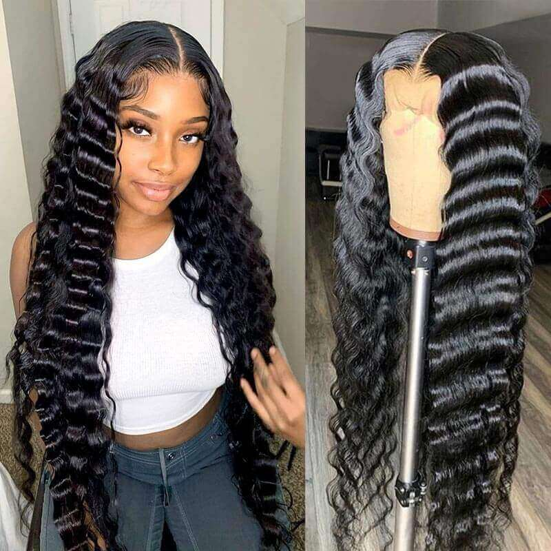 Loose Deep Wave Lace Front / Closure Glueless Wig for Black Women Prel ...