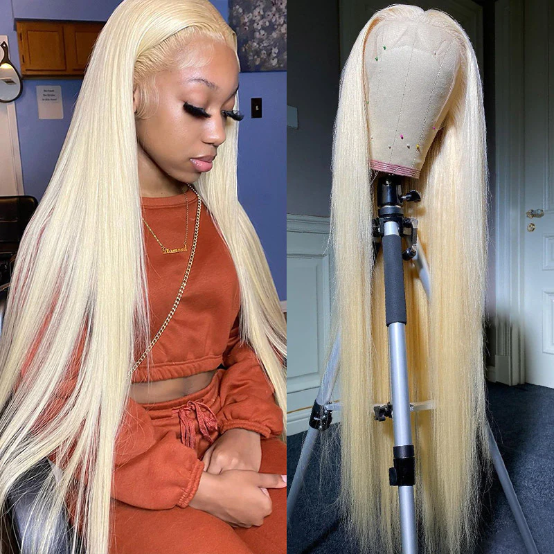 613 Blonde Straight  4x4 Transparent Lace Wig For Women Human Hair