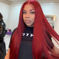 Lumiere Red Human Hair Lace Front Wigs With Baby Hair 13x4 Straight Frontal Wig
