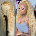613 Honey Blonde Water Wave 13x4 HD Lace Frontal Wig Human Hair For Women