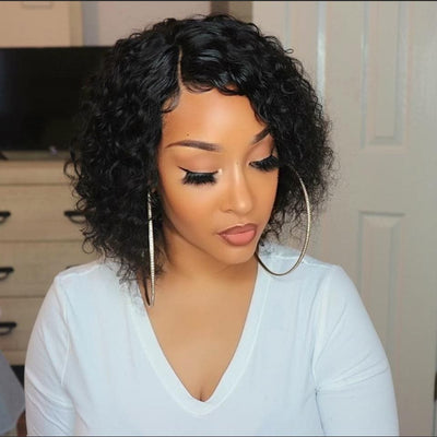 Water Wave Bob Human Hair Wigs for Black Women 13x4 Lace Front Pre Plucked - Lumiere hair
