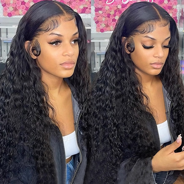 Water Wave Wear & Go Pre Plucked Glueless Wigs Pre Cut Lace Closure Wigs with Natural Hairline Beginner Friendly